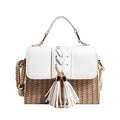 Straw Crossbody Bags for Women Summer Straw Clutch Bag Woven Beach Purse Vacation Handbags | Straw - color: D White