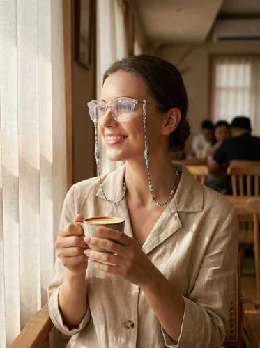 Damanse Beaded Glasses Chain,Eyeglass & Sunglass Strap For Women Stylish - color: Boho Blue Dot