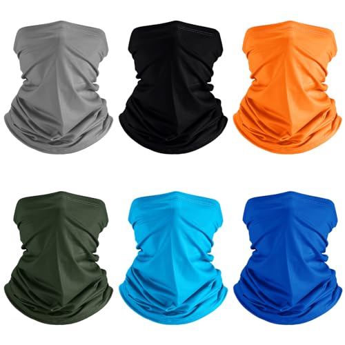 Geyoga 6 Pieces Summer UV Protection Cooling Neck Gaiter Face Clothing Neck Gaiter Mask Scarf Sunscreen Breathable Bandana - color: Multicolor