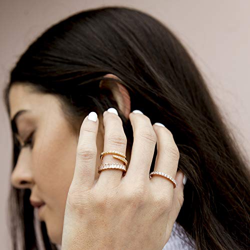 PAVOI 14K Gold Plated Cubic Zirconia Open Twist Eternity Band for Women - color: Yellow Gold, size: 5