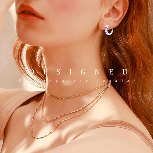 Earrings for Women 925 Sterling Silver Hoop Earring Colorful Cute Fashion Hoop Earrings Graduation Birthday Jewelry Gifts for Women - color: Purple