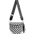 Checkered Crossbody Bag for Women Bum Bag Spacious Nylon Fanny Packs Cross Body Shoulder Purses Bag Handbags - color: Black Checkered