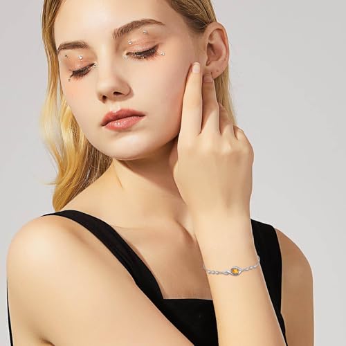 HPQQ Birthstone Bracelet for Women 925 Sterling Silver Infinity Love Jewelry Anniversary Birthday Mothers Day Gifts for Mom Wife Her - color: 11-November-Citrine