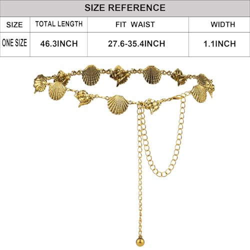 Luvatar Fashion Metal Waist Chain Belt Blouse Dress Sweater Chain Belt… - color: Golden-s97