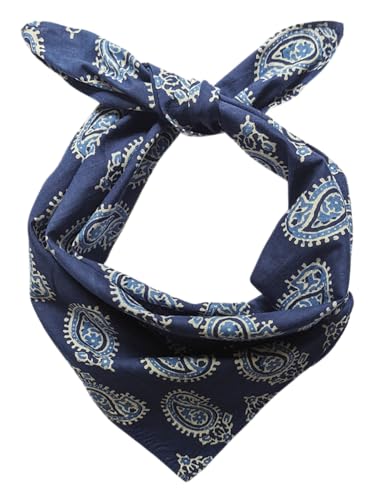 AVKA Studio 100% Cotton Bandanas for Women & Men, 2 Pack 20x20 Inch, 22x22 inch Hand Printed, Lightweight Cotton Handkerchief - color: Indigo Blue & White, size: 22 x 22 Inches Large