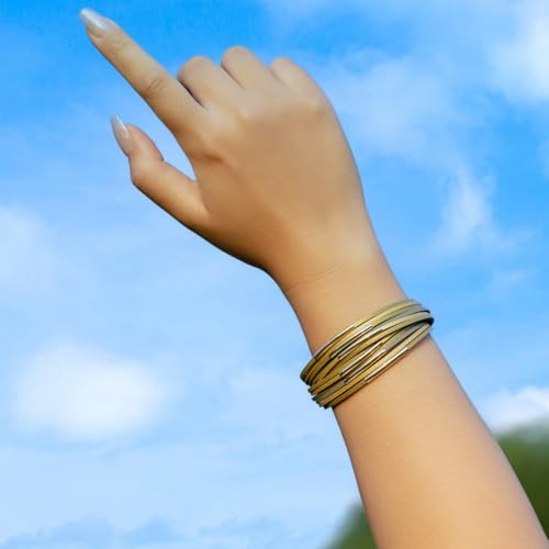 FANCY SHINY Boho Leather Bangle Bracelets Stackable Noodle Tube Bracelets Layered Wrap Cuff Bracelets with Magnetic Clasp - color: Sand