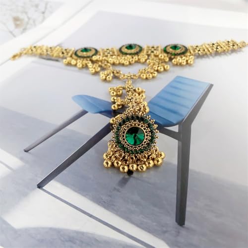Boho Hand Chain Bracelet Ring For Women Trendy Finger Rings Retro Ethnic Style Dainty Adjustable Wrist Chain Cubic Zirconia Bracelet Wedding Jewelry Stocking Stuffers Engagement Gift - color: Green