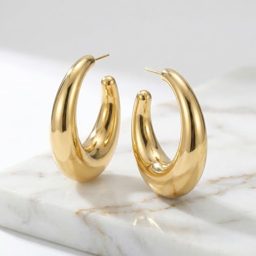 4 Pair Small Gold Hoop Earrings for Women Sensitive Ears - Hypoallergenic 14k Real Gold Plated Hoops Zirconia Cartilage Huggie Earrings Set Helix Piercing Earring Gold Jewelry for Women Gift - color: 1950 Hoop Gold