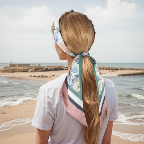 RIIQIICHY Hair Scarf for Women Like Silk Scarves Headband Neck Scarfs Twilly Purse Accessories - color: C019