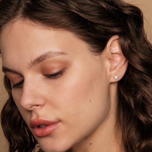 PAVOI 14K Gold Plated Dainty Stud Earrings for Women - 925 Sterling Silver Posts Earrings with Cubic Zirconia - Celestial Lightning Bolt, Moon, Star, and Flower Gold Jewelry Gifts - style: Star