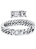 ChainsHouse Stainless Steel Cuban Link Bracelet, 8mm/12mm/17mm Width, 7.5"/8.3"/9", 18K Gold Plated Chain Wrist Bracelets for Men Women, Send Gift Box - color: Q: Steel-12mm width-custom