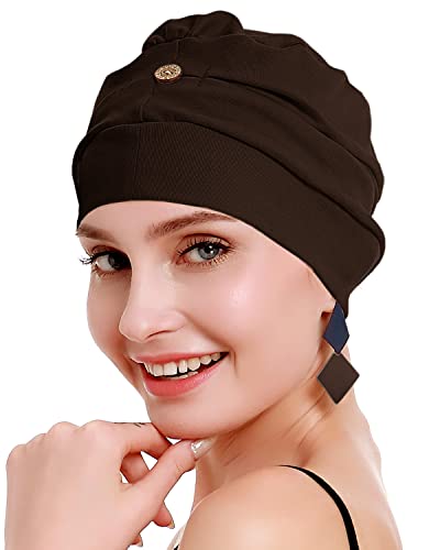 osvyo Cotton Chemo Turbans for Women Cancer Hairloss hat - Cotton Lightweight Headwear Sealed Packaging - color: Cotton Coffee