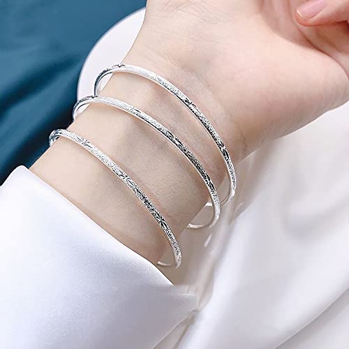 Sterling Silver Bangle Bracelets for Women,Fashion Jewelry Simple Adjustable 925 Silver Cuff Bangles for Women Mom Wife Valentine Mothers Day Gift - color: Inner diameter 2.56inch