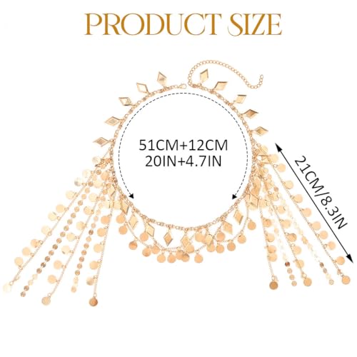 CAKURE Boho Sequin Head Chain Gold Headpiece Chain Forehead Chain Jewelry Festival Halloween Hair Accessories for Women