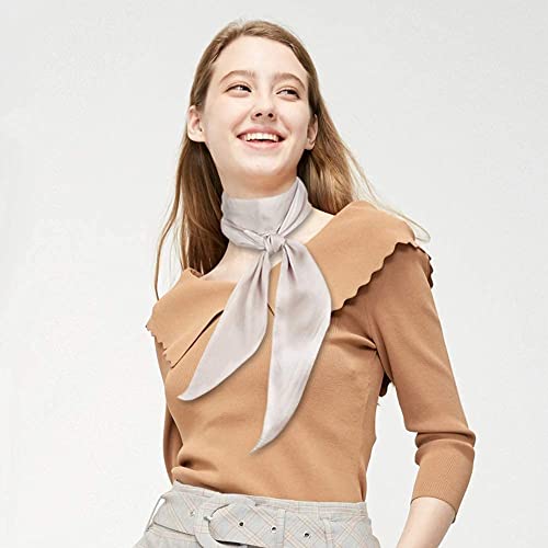 GERINLY Solid Color Long Neckerchief Pure Skinny Scarf Necktie for 50's Costume Party Wedding Cosplay Accessory Headband - color: Champagnegrey
