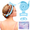 Heatless Curling Rod Headband, Upgraded 60" Extra Long Heatless Curls Headband Soft Hair Curlers to Sleep In Hair Rollers No Heat Curls (Blue) - color: Blue