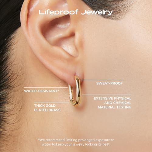 Ana Luisa Rectangle Hoop Earrings - Sterling Silver Base With 14K Gold & Silver Rhodium Plating - Chic, Dainty Mixed Metal Huggie Hoops - Hypoallergenic, Tarnish-Free, and Water-Resistant Hoops - color: Small-Gold