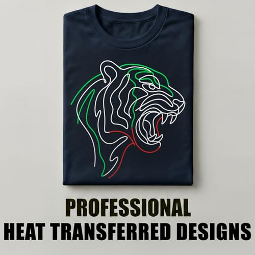 Neon Tiger T-Shirt – Minimalist Retro Apparel – 100% Cotton Unisex Tee - color: Navy, size: Small