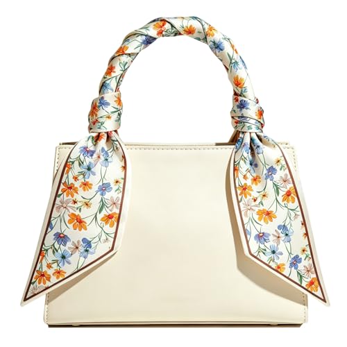 Sumolux Head Hair Scarf for Women Neck Purse Bag Handbags Scarf Like Silk - color: Beige Small Yellow Flower