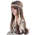 WLBON Halloween Boho Feather Headband Hippie Indian Leaf Hair Hoops Bands Tassel Bohemian Headpiece Hairband Women Xmas Wedding Festival Masquerade Cosplay Dress Up Birthday Party Accessories Beige - color: Beige Tone
