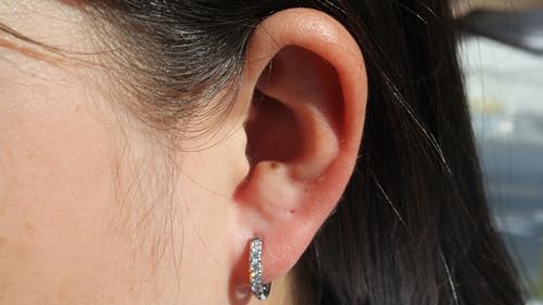 316L Surgical Stainless Steel Huggie Hoop Earrings with Cubic Zirconia, 10G 12G 14G 8-20mm Cartilage Lobe Earrings, 14G Piercing Jewelry - style: 10G 10mm Silver Clear CZ