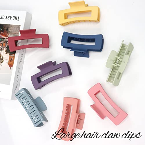 Hair Clip, 8PCS Large Colorful Square Claw Clips for Thick Thin Curly Long Hair, Strong Hold, Nonslip, Pastel Matte, 4.1 Inches, Women Girls, Gift - color: C-Colorful Square