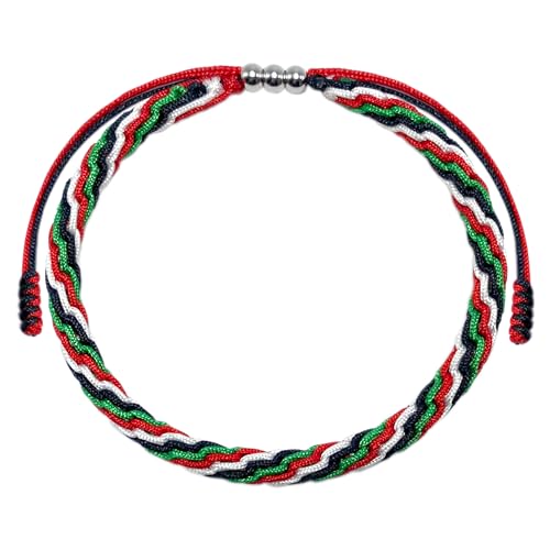 LAMIBEE Country Pride, Country Flag Code Bracelet, Protection and Lucky Sufer String Bracelet, Tibetan Wrist Wrap Bracelet, Boho Style Rope Bracelet for Women, Men, String Thread Bracelets - color: Palestine Bracelet