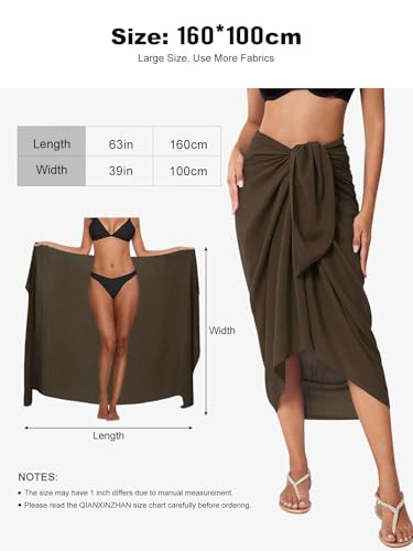QIANXIZHAN Women's Swimsuit Cover Up,Beach Sarong Wrap Bottom Coverup for Women Short Skirt - color: 1darkcoffee
