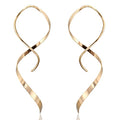 Handmade Spiral Threader Earrings Sterling Silver Hypoallergenic Twisted Pull Through Drop Dangle Earrings for Women - Silver & Gold - color: Gold