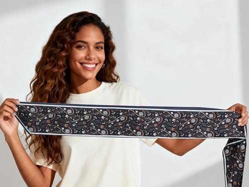 Sumolux Head Hair Scarf for Women Neck Purse Bag Handbags Scarf Like Silk - color: Black New Cashew