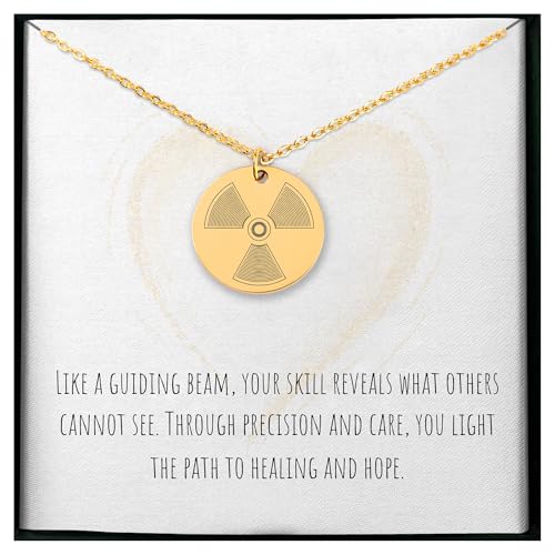 Personalized Radiologist Engraved Necklace with Beam Symbol - Custom Radiology Graduation Retirement Gift for Women - Medical School Jewelry