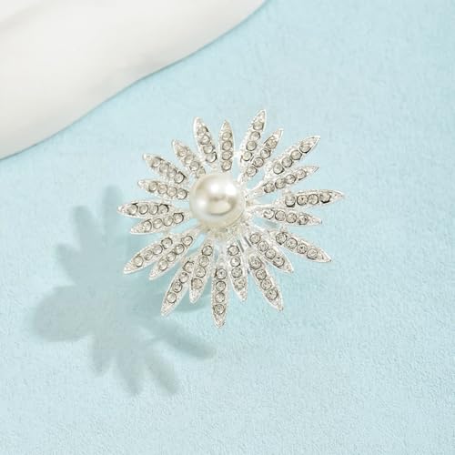 Vintage Rhine Sunflower Ring,Colorful Large Flower Rings Crystal Sunflower Finger Joint Opening Rings Wedding Party Ball Jewelry Accessories for Women - color: Silver