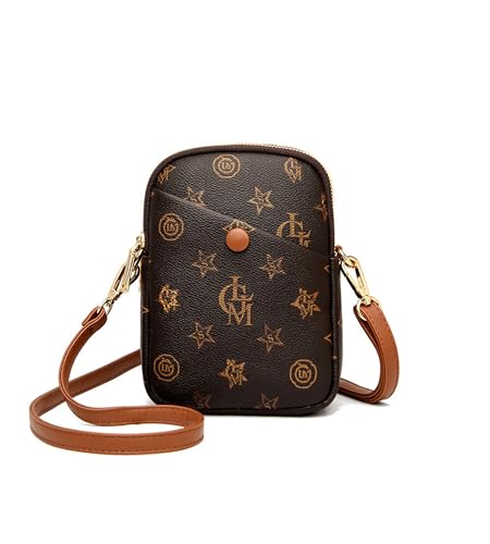 myfriday Vintage Crossbody Phone Bag for Women, Small PU Leather Shoulder Purse and Handbag - color: C-star Brown