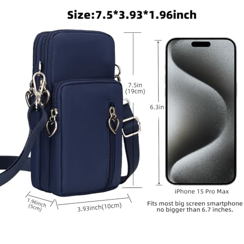 JANKS Small Crossbody Bag for Women - Mini Phone Purses with Crossbody Strap and Wallet - Nylon Arm Bag - color: A-darkblue