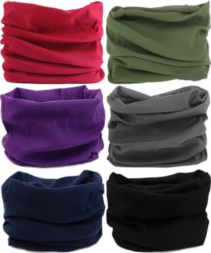 Head Wrap Headwear Headband Bandana Face Mask magic scarf for men & women - color: 6pcs. Solid Color 5