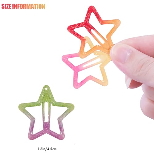 Star Hair Clips Snap Hair Barrettes Non Slip Star Hair Accessories Gradient Colors Metal Hair Clips for Girls Women - 22 PCS - color: 22 P - Gradient Colors