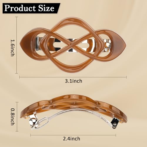 6PCS French Hair Barrettes for Women, Vintage Barrette Hair Clips for Thick Thin Fine Hair Girls - color: Coffee, Green, White, Khaki, Brown, Black