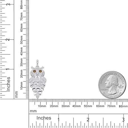 1/6 Cttw Natural Diamond Vintage Owl Pendant Necklace for Women | 925 Sterling Silver with 18" Chain | Fine Jewelry, Gift Box Included - color: White