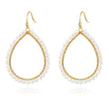 PEALICIOUS Summer Earrings for Women, Teardrop Boho Earrings Dangling Gold Hoop Earrings as Vacation Beach Jewelry, Beach Earrings Statement Gold Earrings for Her as Summer Gifts Wedding Accessories - color: White