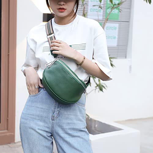 Fanny Pack Crossbody Bags For Women Genuine Leather Fashion Belt Bag Waist Purse (Green01) - color: Green01