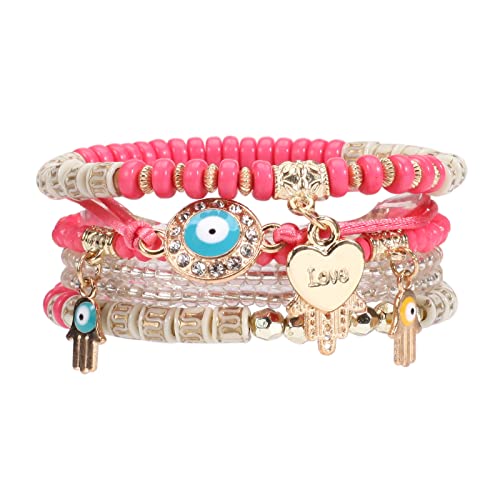 Bracelets Bohe Multilayer Chain Tassel Stackable Charm Stretch Statement Bracelet Set - color: Color2