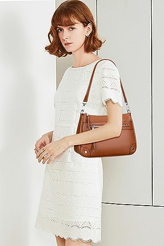 Over Earth Soft Genuine Leather Crossbody Bags for Women Medium Shoulder Purses Hobo Handbags with Multi Pockets - color: 04-brown