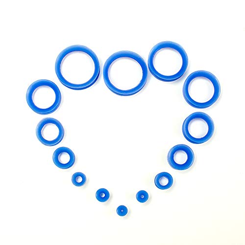 WBRWP 20/28pcs Ear Stretching kit Set: Hollow Hard/Soft Silicone Plugs and Tunnels Ear Expander Gauges Stretcher Body Piercing Jewelry - style: 28pcs Thin/Blue