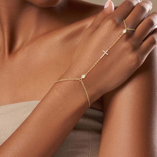 NECOCY Mothers Day Gifts Cross Bracelet for Women, Dainty 14K Gold/Silver Plated Pearl Cross Chain Bracelet Religious Christian Baptism Jesus Catholic Bracelet Jewelry Gift for Mom Wife Daughter - style: Style-7