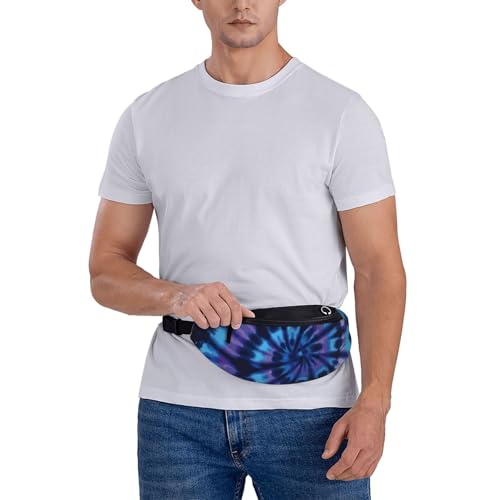 Purple Blue Rainbow Tie Dye Swirls Fashion casual fanny pack waist bag men women adjustable belt waist bag for travel hiking cycling running festival carnival - color: Black22