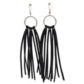 Bohemian Statement Light Weight Fringe Leather Earrrings Triangle Deerskin Leather Boho Western Statement Dangel Earrings for Women - color: Black