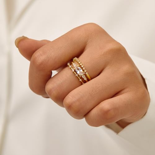 Otxas Dainty Rings for Womem Stackable Ring for Women Size 6-11 Wedding Rings - color: 3PCS, size: 8