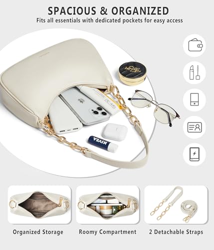 Anti-Theft Shoulder Bag for Women | RFID Crossbody Purse | Lightweight Crescent Hobo Handbag for Travel & Daily Use - color: A-beige