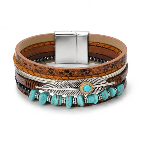 Long tiantian Western Turquoise Beaded Bracelet Set for Women Stackable Cowgirl Bracelets Boho Concho Jewelry Country Concert Rodeo Outfit Accessories Gifts - color: B4:western bracelets