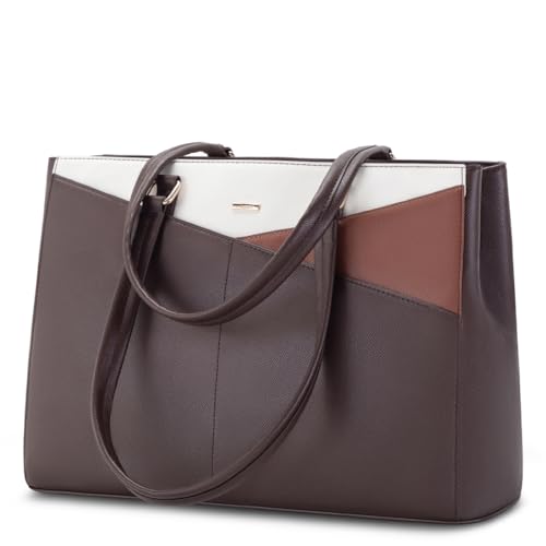 LOVEVOOK Laptop Tote Bag for Women, Office Work Bag Briefcase fit for 15.6 inch Laptop, Large Capacity Teacher Computer Bag Handbag Coffee/Brown/Beige - color: Coffee/Brown/Beige 15.6 Inch, size: 15.6 inch